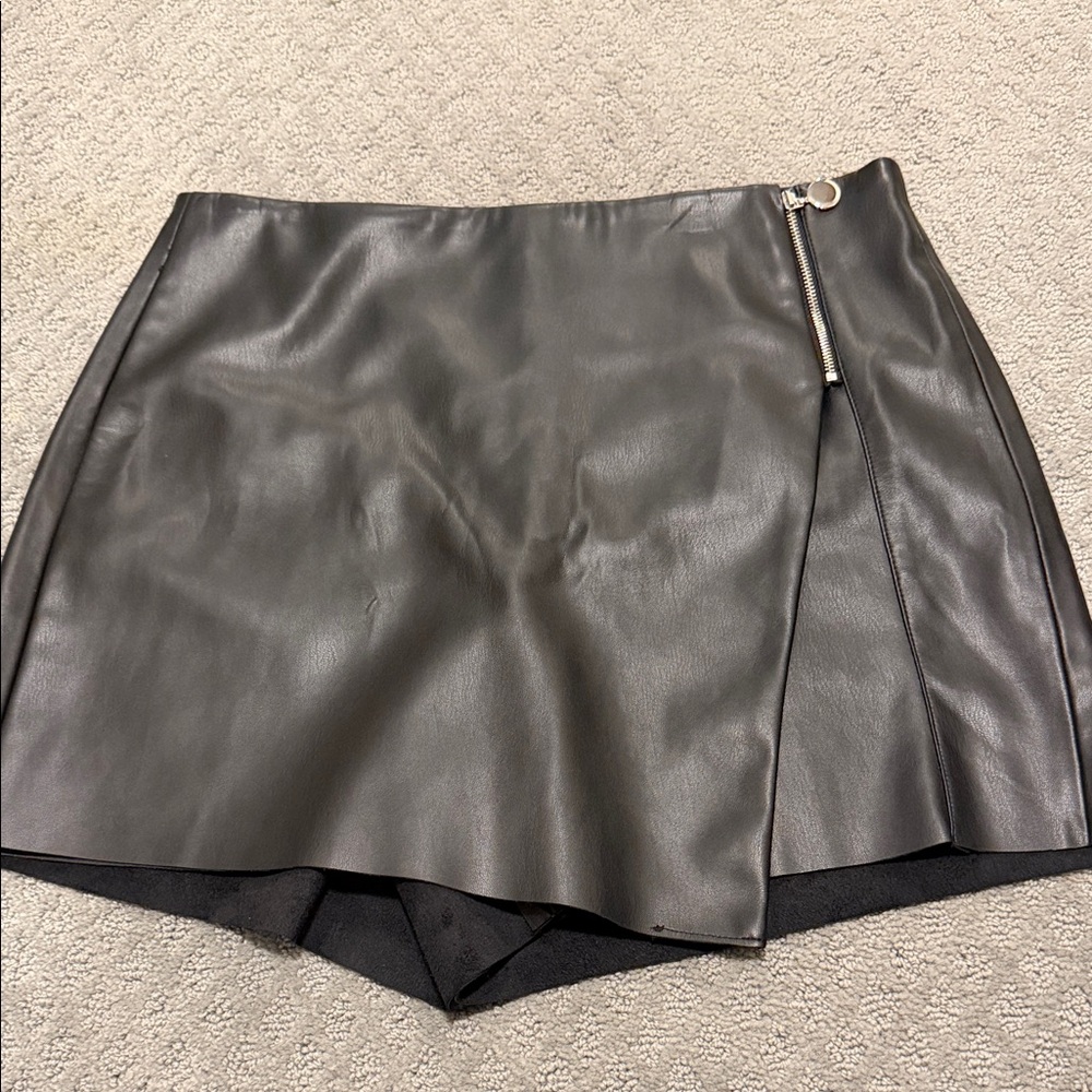 Zara Black Faux Leather Skirt Set